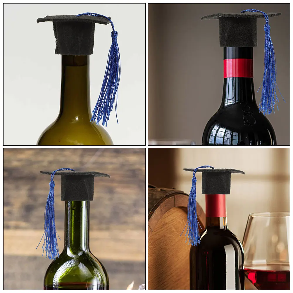

24 Pcs Mini Graduation Cap with Tassel Party Hats Bottle Cover Cupcake Toppers Craft Supplies Felt