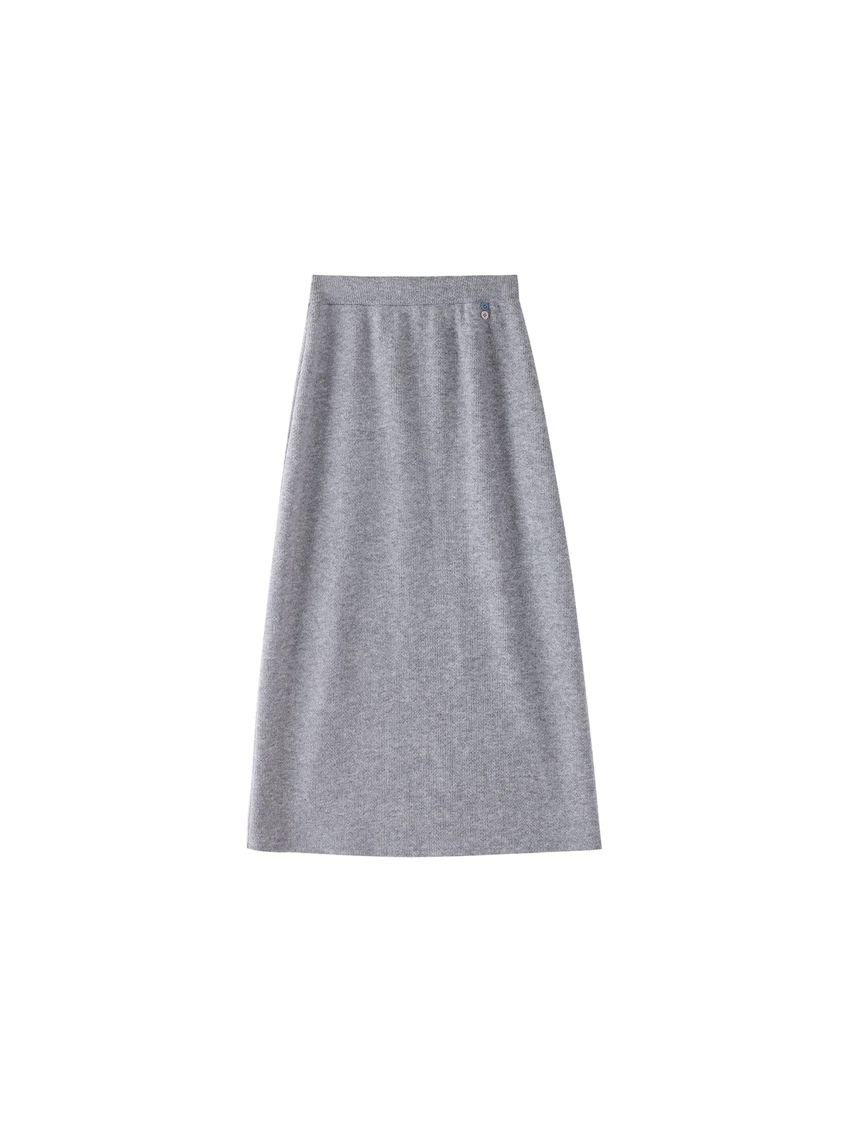 ALXNAN Women's Gray Knitted Skirts Simple Elastic Waist A-line Slimming Lady Commuter Midi Skirt 2024 Autumn Winter DYL661337BSQ