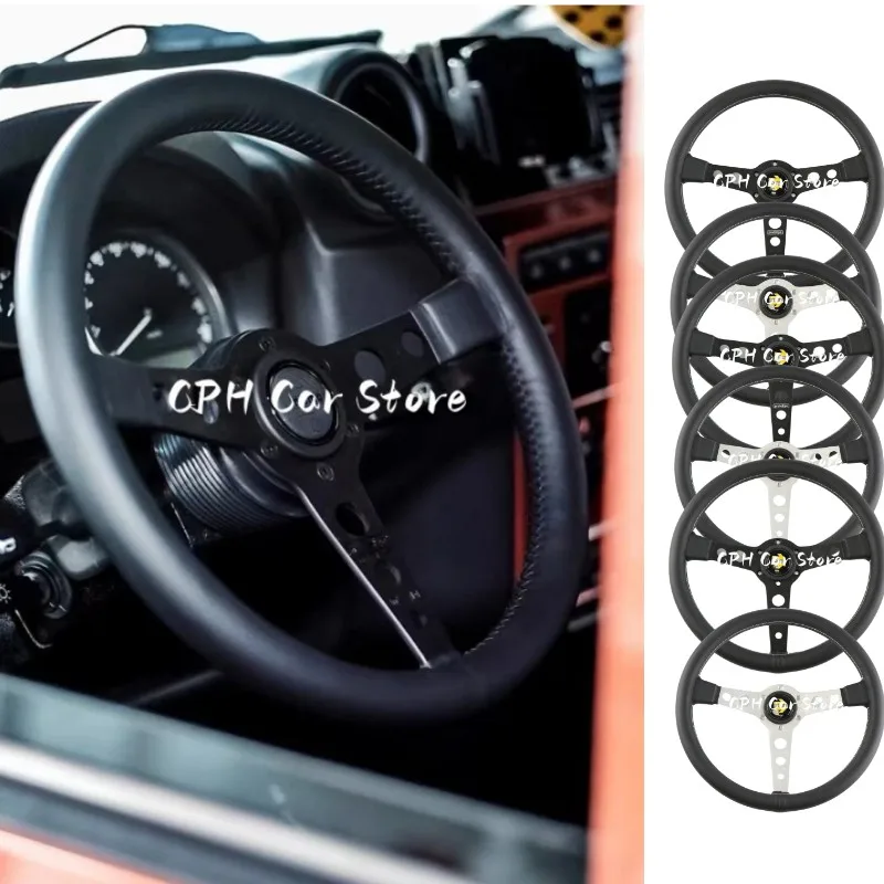 

14Inch Universal Competitive MO PROTOTIPO Black Leather 350MM JDM Racing Steering Wheel Volantes for Game ﻿