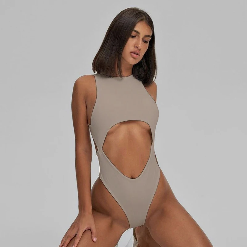 BIIKPIIK-body Sexy sin mangas para mujer, ropa de discoteca con cuello redondo y espalda descubierta, monos sólidos, monos básicos concisos, trajes Casuales