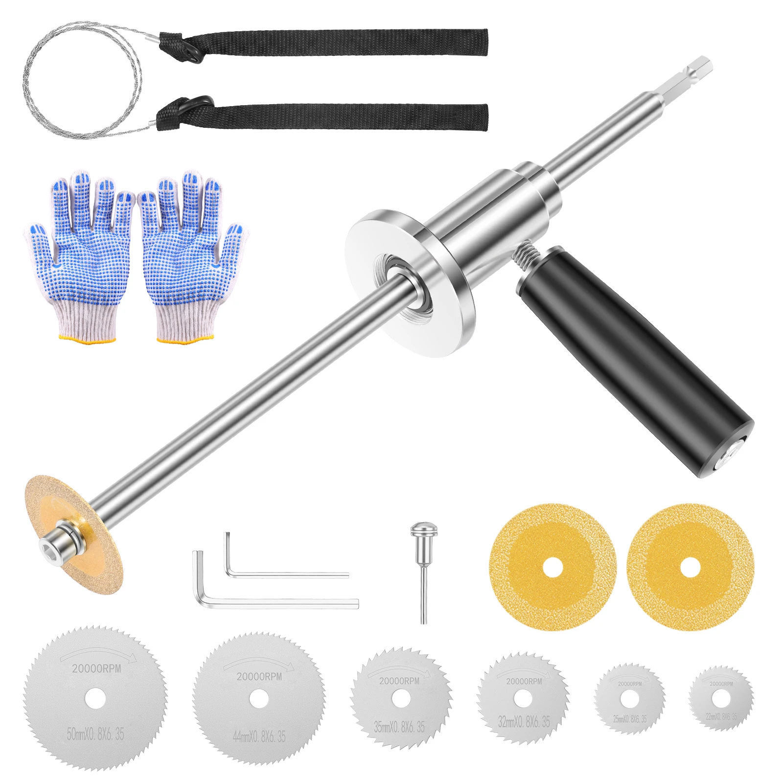 Internal Pipe Cutter with 6 HSS Saw Blades 3 Diamond Wheels Hex Shank Inside Plastic PVC Tube Tool Set with Gloves Wrench Kit