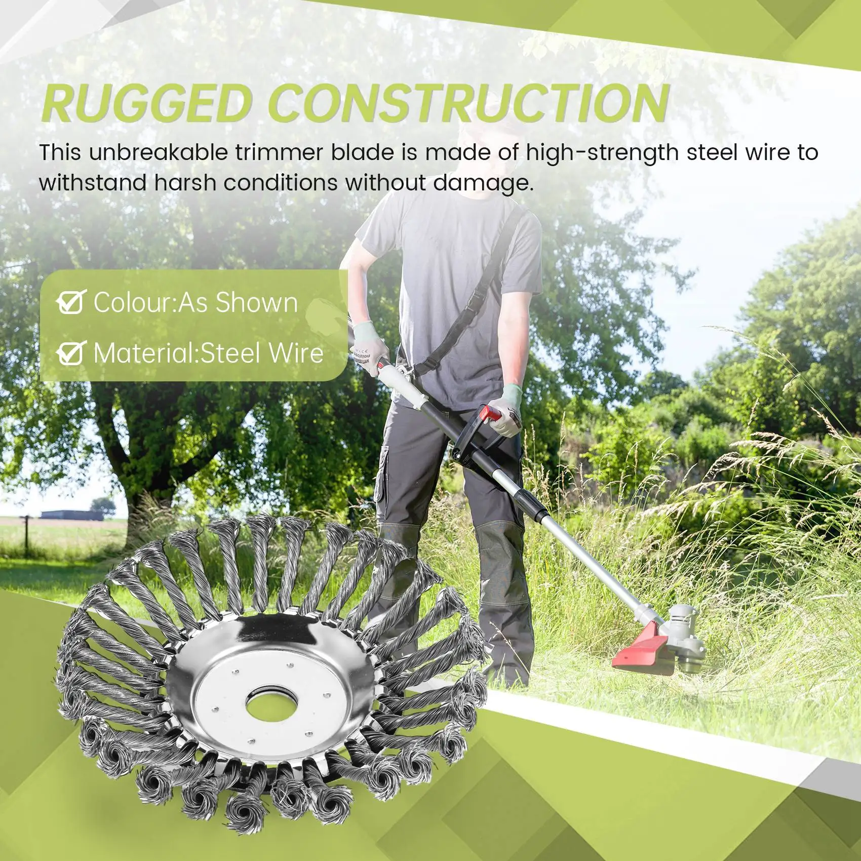 

Набор из 7 предметов: 8-дюймовая проволочная насадка AT51 + крепление для триммера, универсальные аксессуары для газонокосилок и садовых работ