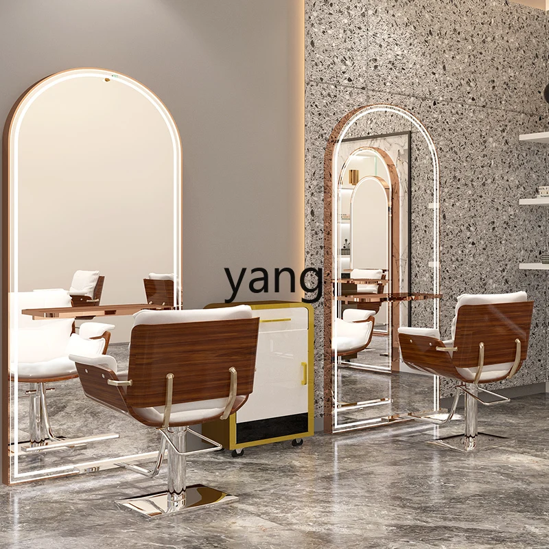 

LTT Internet celebrity barber shop mirror table hair salon special floor mirror wall hanging stainless steel