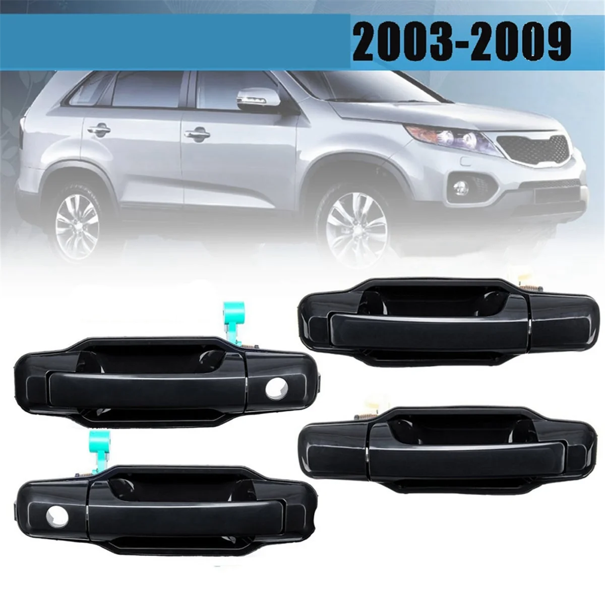 2Pcs Rear Left+Rear Right Exterior Door Handle for Kia Sorento 2003-2009 826503E021/826603E021/836503E01