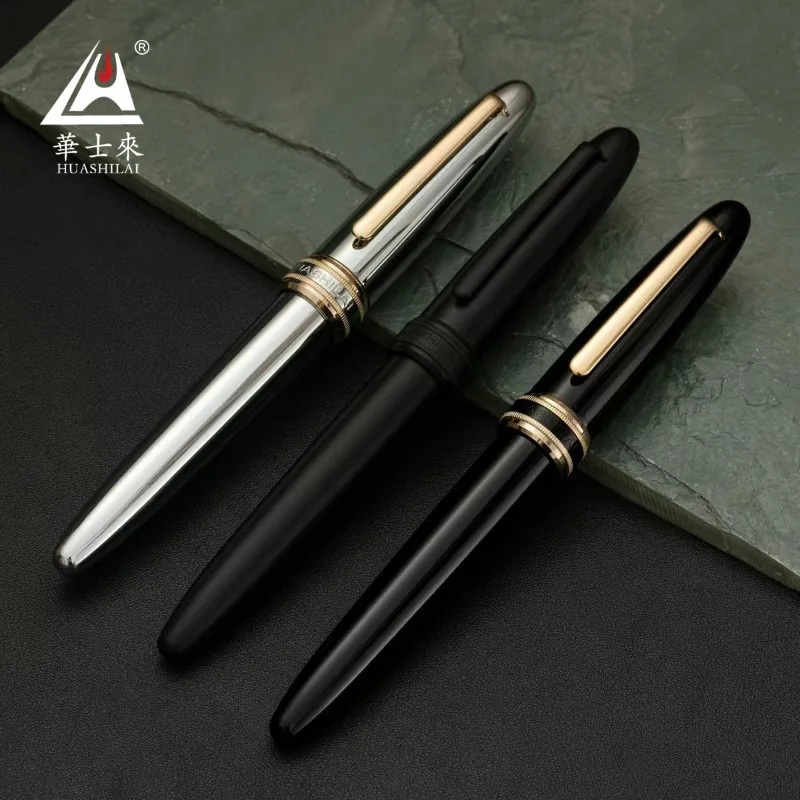 Huashilai Z60 Metal Fountain Pen Hand Polished 35 # Pointed and Long Blade Pointed Adult Student Calligraphy Practice Pen