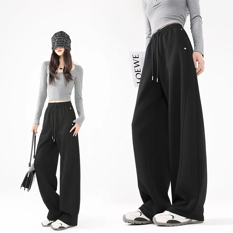 Autumn Winter Fleece Loose Sweatpants Warm High Waist Wide Leg Long Lounge Trousers Warm Running Cycling Yoga Pants Jogger Women