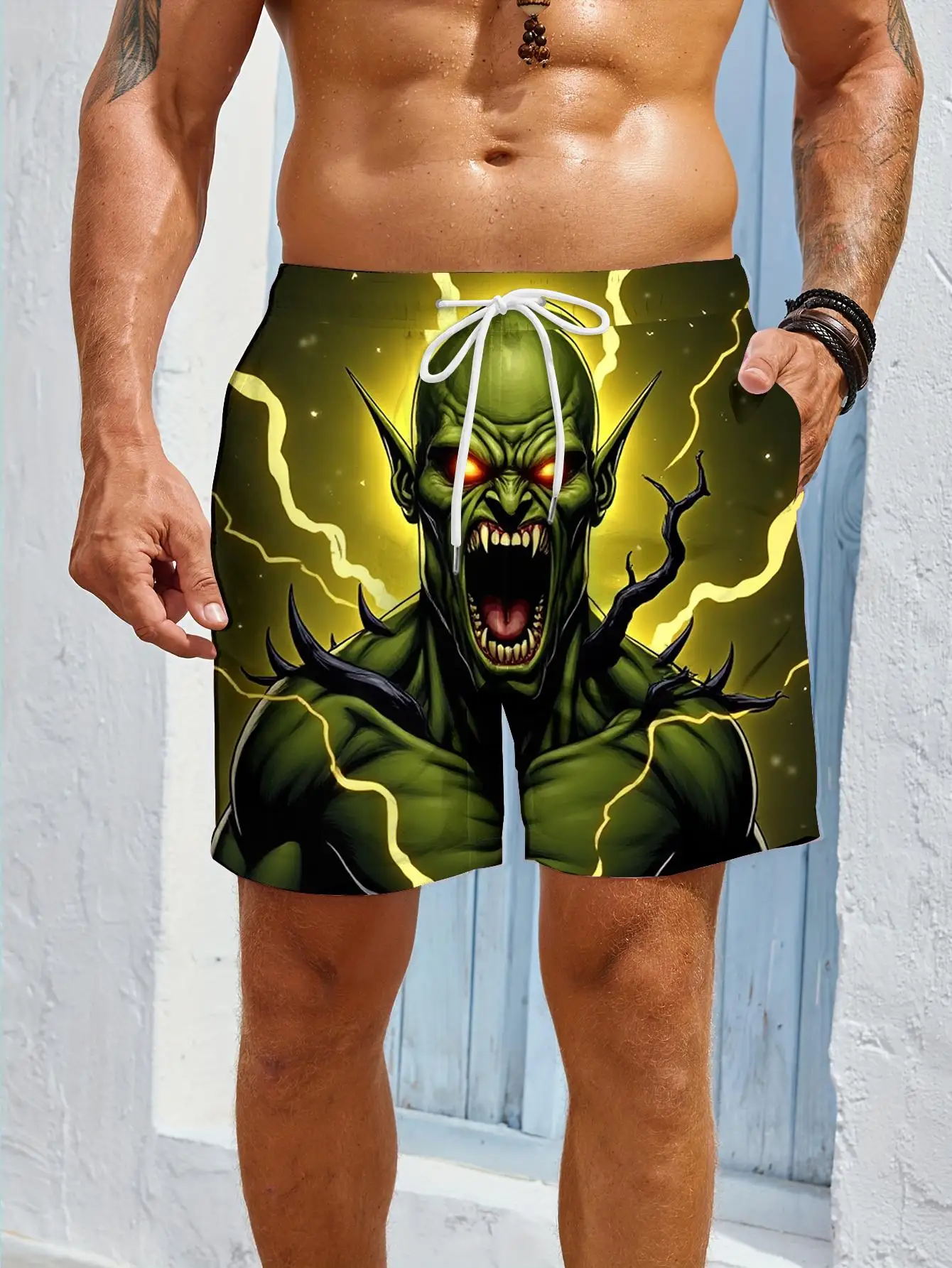 1pcs Men's Short swim trunks2026 Summer 3D Printed Short sleeve Quick drying cargo pants man running Polyester Breathable