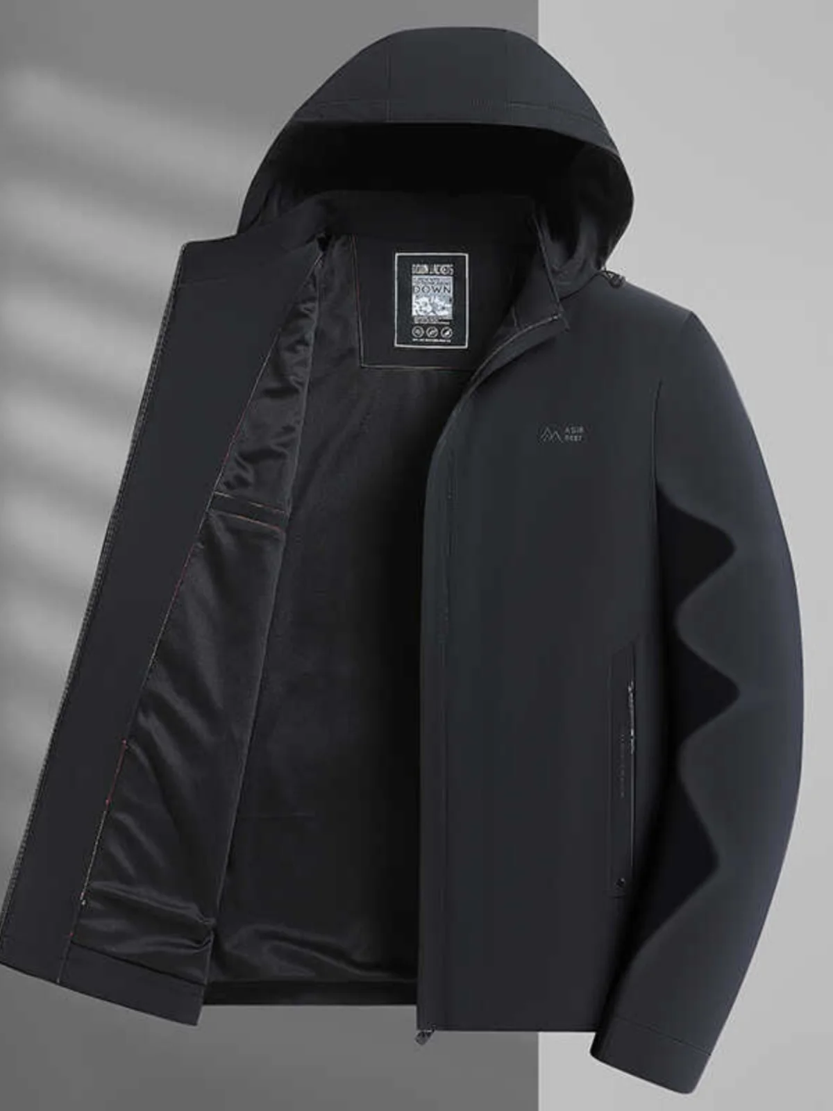 

plus Size Men's Casual Jaet with Hood Loose Fit Windproof Autumn Spring Busin Faion Polyester Fiber Long Sve Zipper