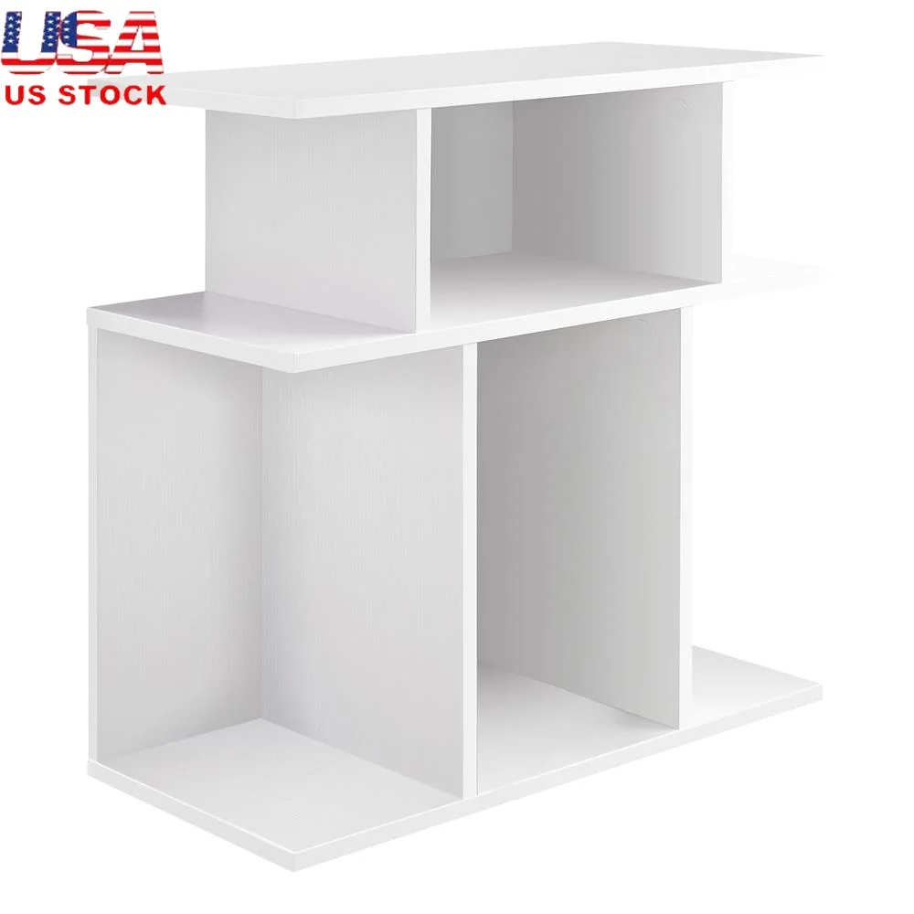

Contemporary Accent Table with 6 Open Shelves Living Room Bedroom Storage Display Unit Indoor Use Assembly Required