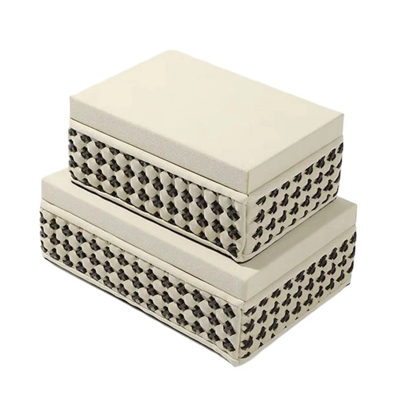 Woven Pattern Jewelry Box Creative Leather Jewelry Storage Boxes Modern Room Decoration Box Dressing Desktop Organizer Boxes