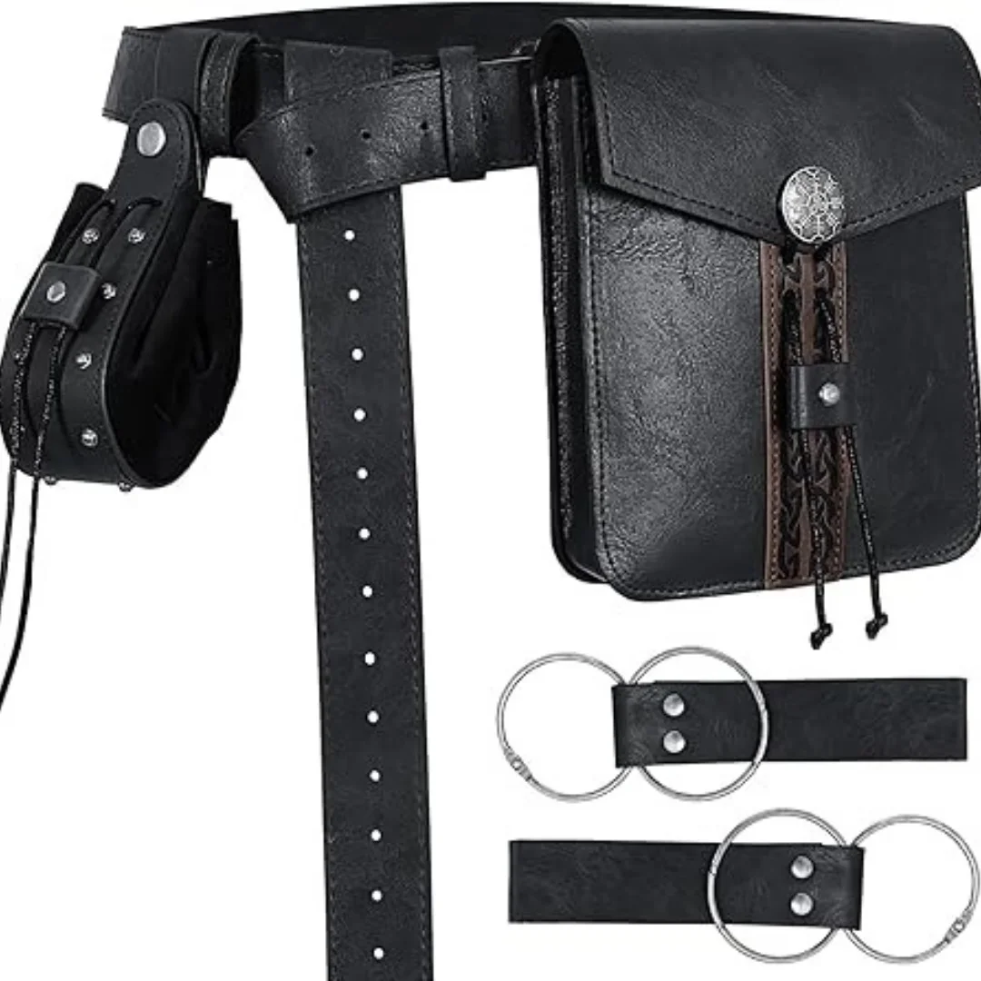 Medieval Belt Pouches - Renaissance Belt Pouch Coin Purse Skirt Hike Set - Medieval Pirate Costume Halloween Cosplay Belt