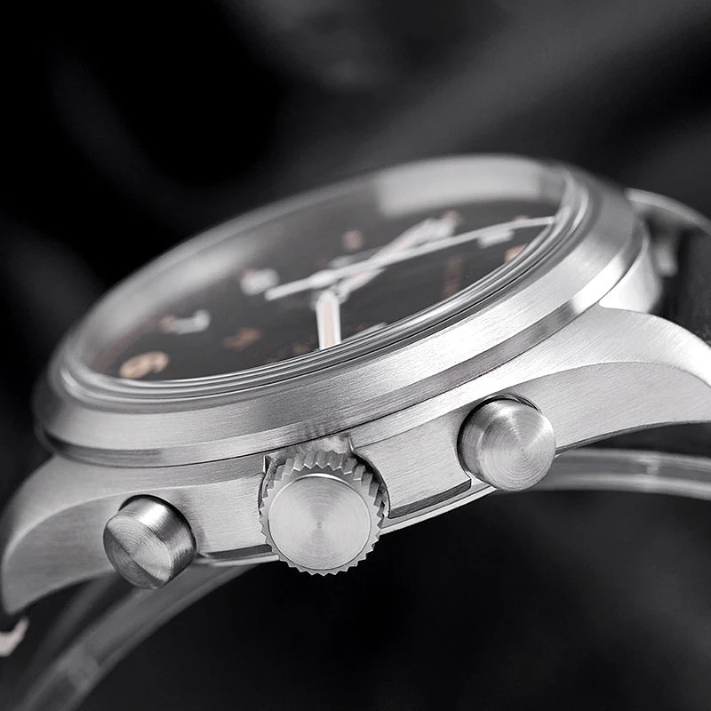 Baltany Herren Fliegeruhr Chronograph 39mm Panda Militär Quarz Armbanduhr Sport Saphir 50M Wasserdicht VK64 C3 Leuchtend