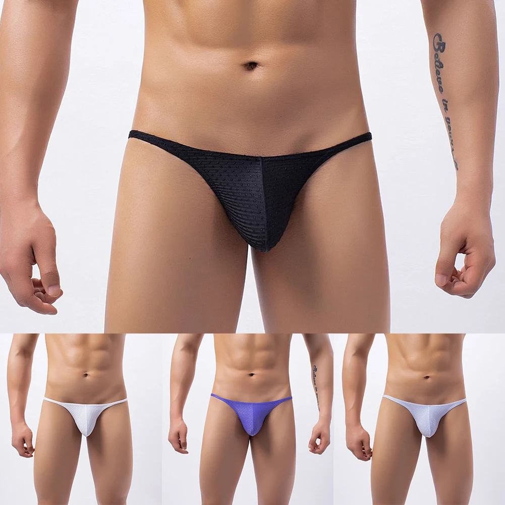 Men Sexy Briefs Low Rise Bulge Pouch G-string Hight Cut Bikini Thong Slim Side Panties Thin Breath Underwear Short Swimwear