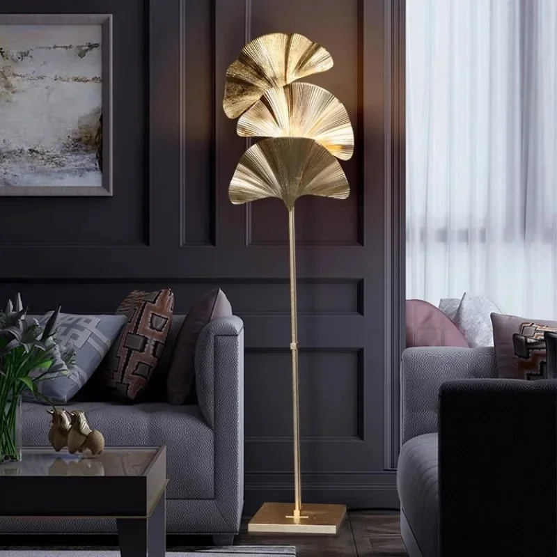 

Nordic Light Luxury Creative Ginkgo Leaf Living Room Bedroom Bedside Table Lamp Decoration High-End Atmosphere Floor Lamp