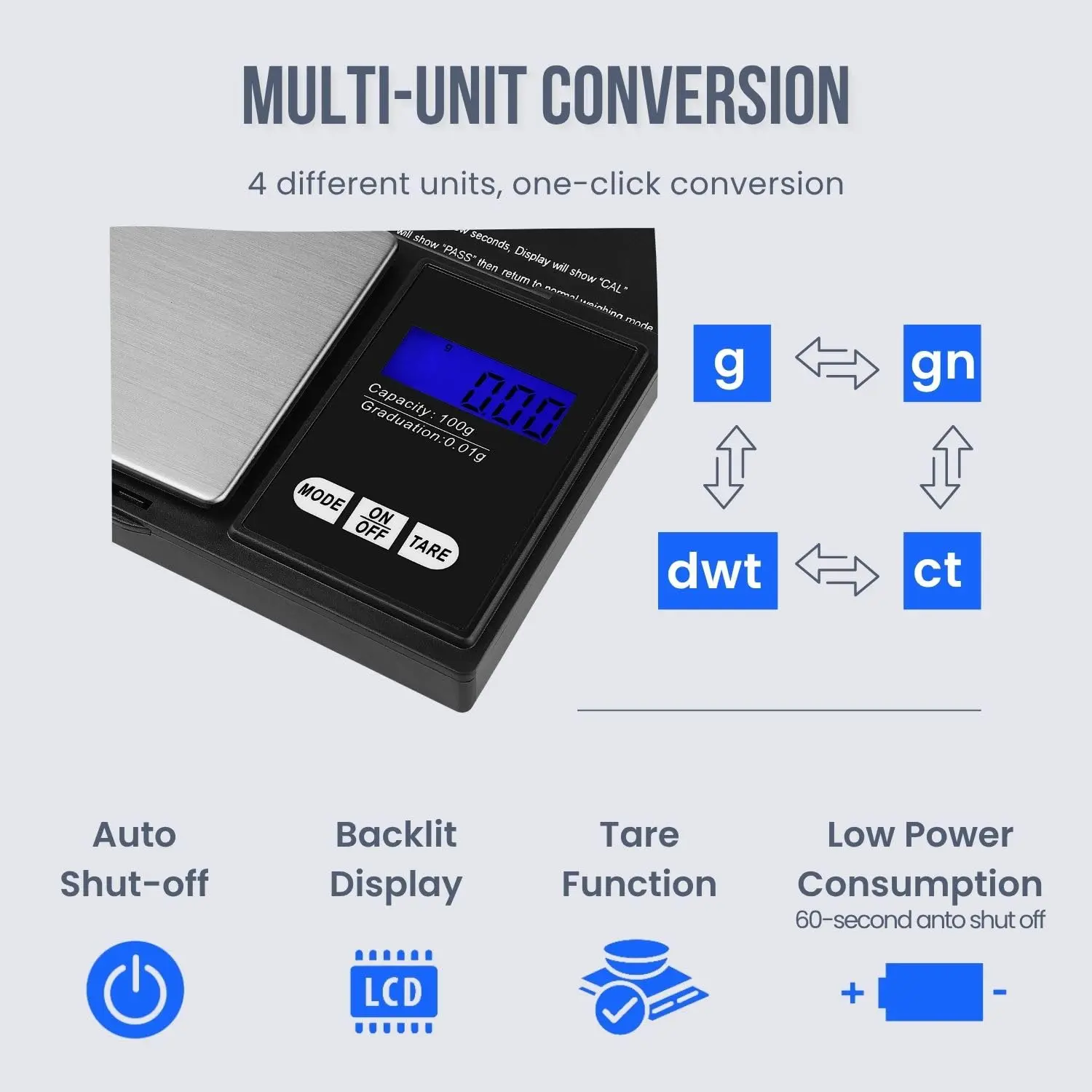 0.01g Mini Jewelry Scale Electronic Stainless Steel Digital Pocket Scale Gold Gram Balance Portable Kitchen Scale Weighting Tool