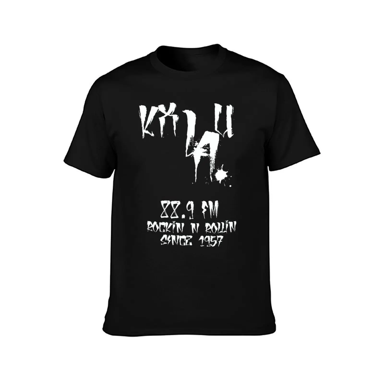 KXLU - Rockin N Rollin Since 1957 T-Shirt, Summer Casual Cotton Tee, Oversized Streetwear Tops, Vintage Graphic Print