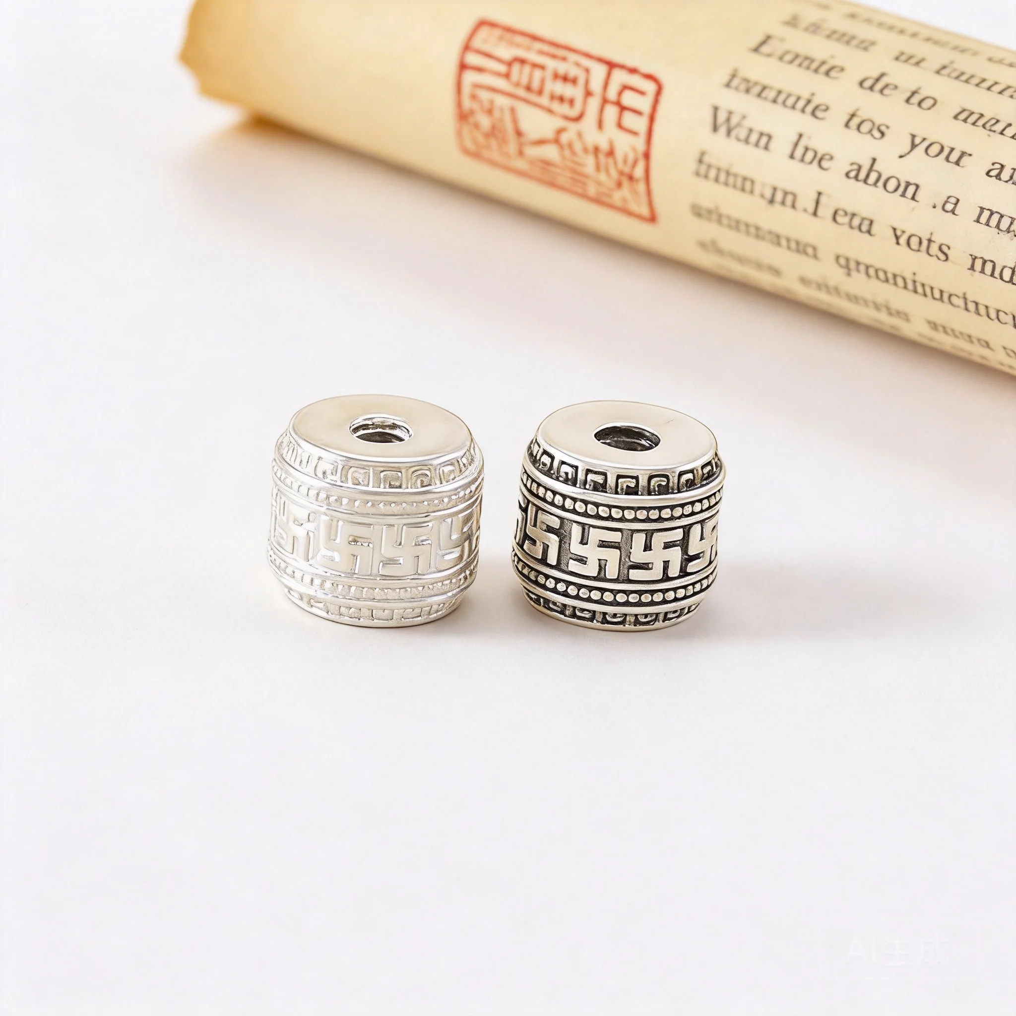 999 Sterling Silver 11mm Chinese Auspicious Swastika Barrel Spacer Beads Lucky Blessing Diy Accessories For Bracelet Necklace
