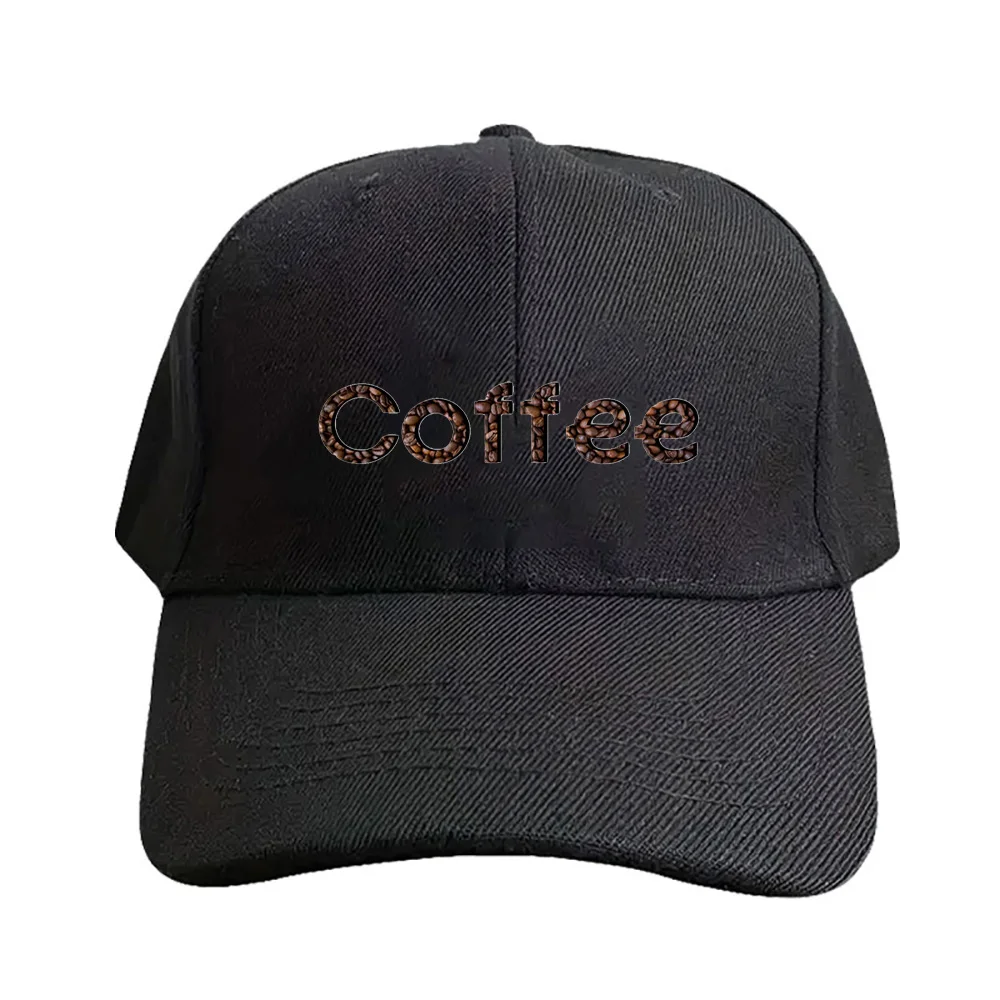 Coffee text with beans Caps Summer Adult Baseball Cap Adjustable with Curved Brim Duckbill Hat Protection Sun Hats