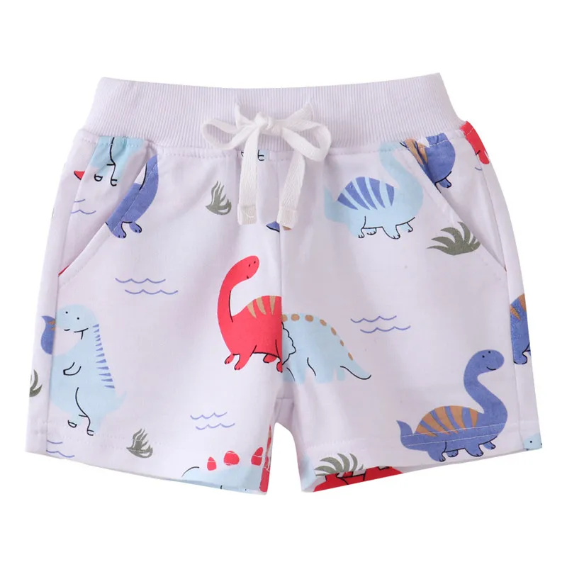 Jumping Meters Summer Shorts For Boys Girls Pockets Dinosaurs Printed Baby Drawstring Toddler Short Pants Fashion Kids Clothes