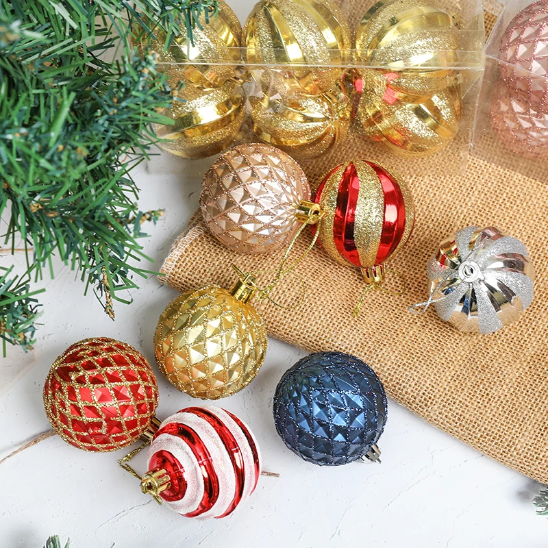 6Pcs 6CM Christmas Balls Decoration Xmas Tree Hanging Baubles Ball Ornaments Pendants Home Party Christmas Tree Decor New Year