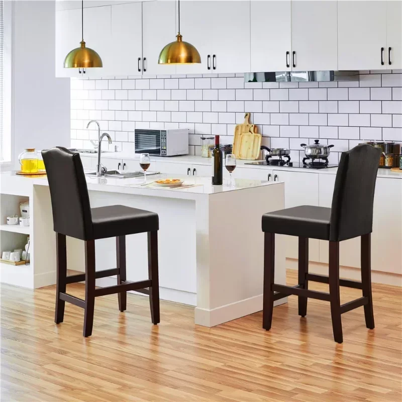

A Leather Counter Height Bar Stools Fullback, 2pcs, Brown chair bar stool