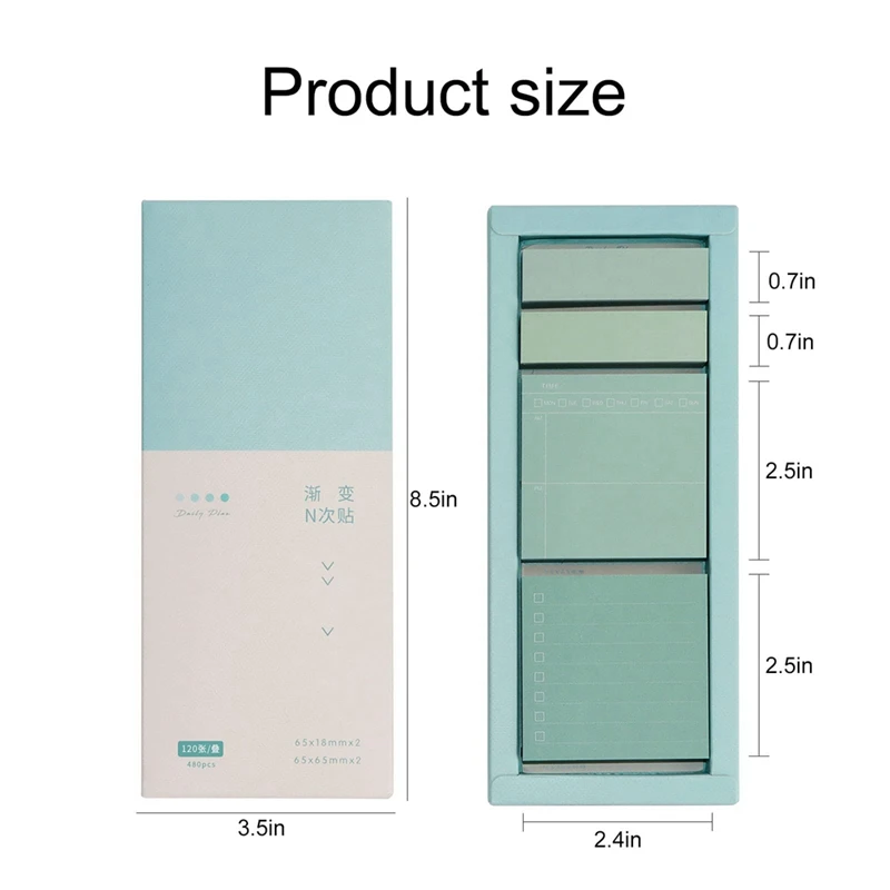 Portable Blank Sticky Notes, Self-Stick Index Tabs Organizer For Planner, Journal, Calendar, 480 Sheets