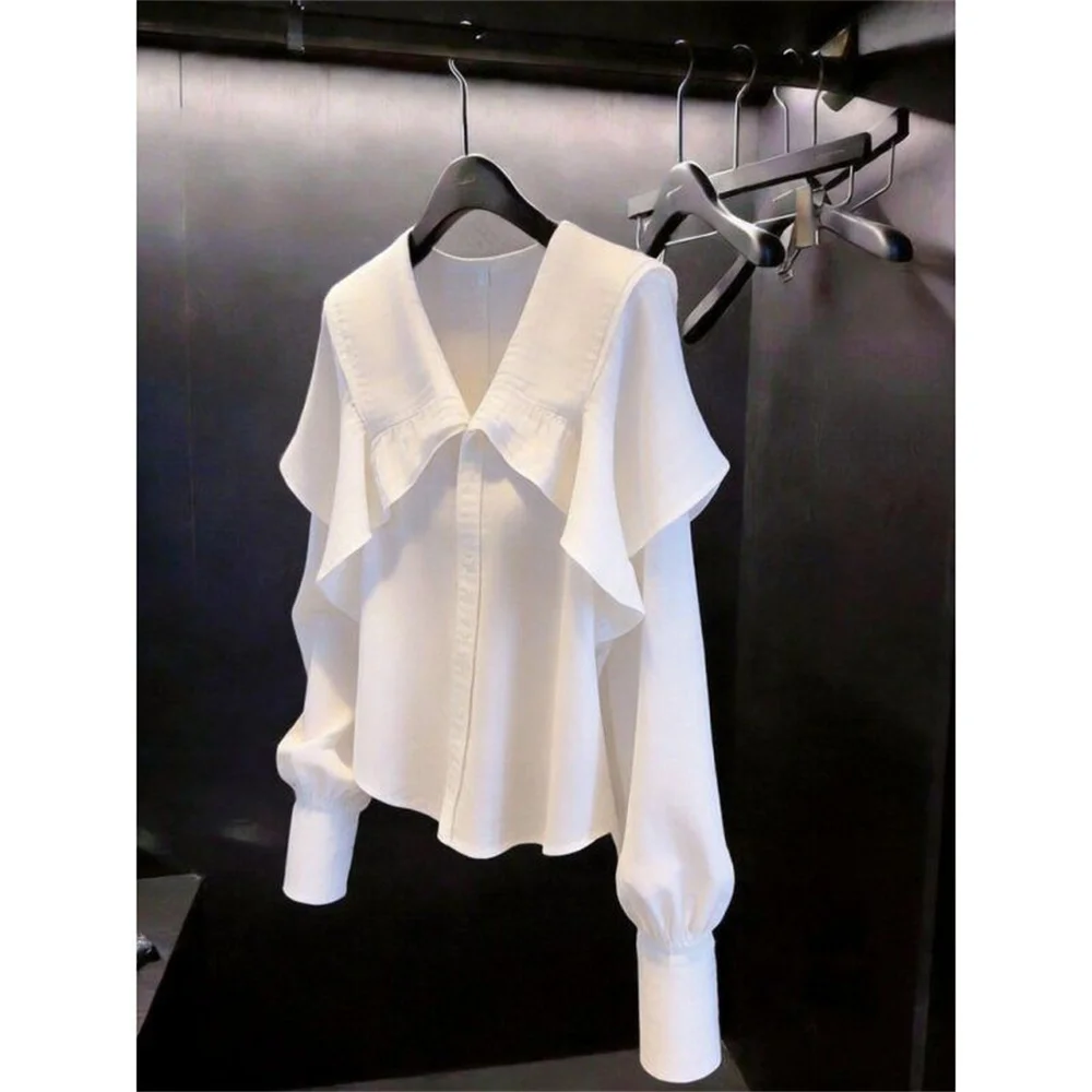 

2026 Summer Elegant White Shirt For Women Spring New Design Fashion Tops Turn Down Collar Casual Shirt Vintage Ladies Shirt