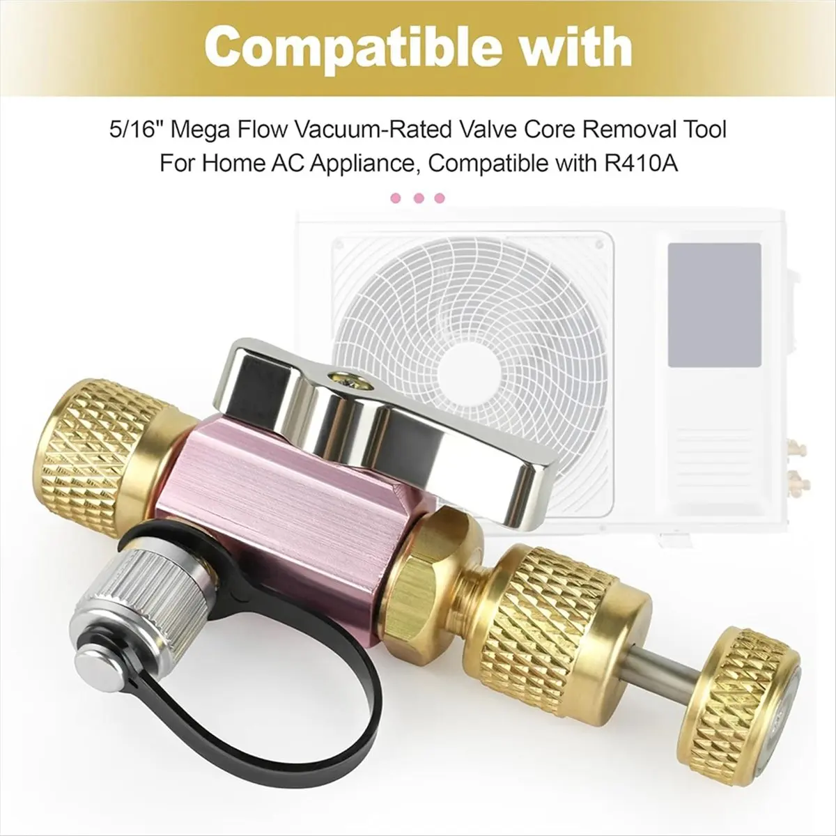 A63K& Vacuum-Rated Valve Core Removal Tool, 5/16inch Female Flare X 1/4inch Male Flare,Compatible with for R410A