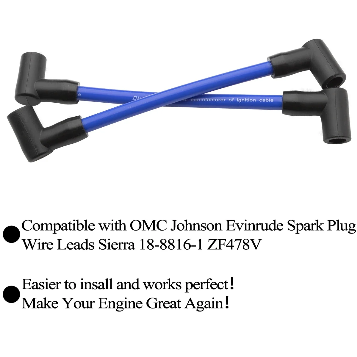 2 Stück Marine-Zündkerzenkabel für Johnson Evinrude Außenbordmotor ersetzt 18-8816-1 582365