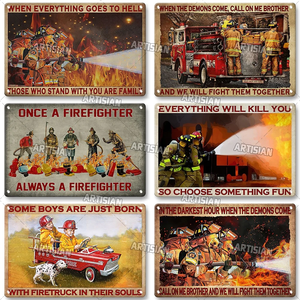 Artisian Firefighter Metal Plaque Fireman Tin Poster Decorative Sign Wall Decor Garage Bar Pub Club Hotel Kitchen Home Man Cave