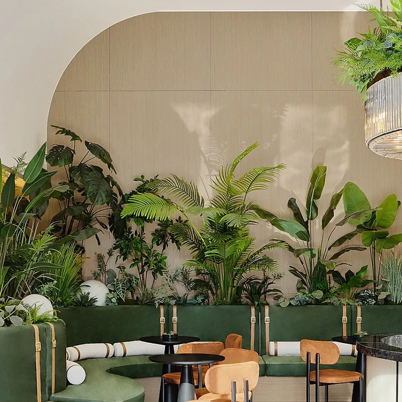 Green plant restaurant Bionic plant Floor-to-ceiling single potted plant Traveler banana fake tree decorative ornament