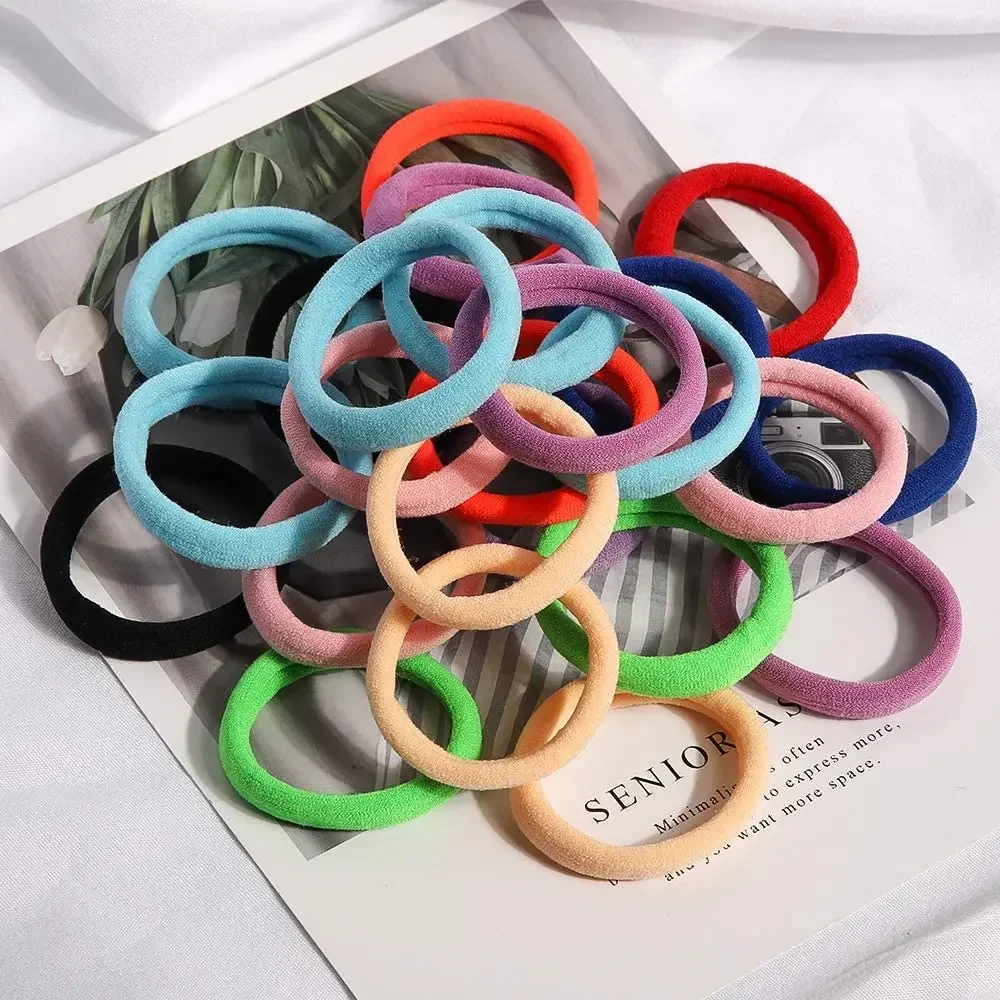 50/200pcs Thicken Colorful Basic Nylon Hair Ties for Girls Ponytail Hold Scrunchie Rubber Band Kid Fashion Baby Hair Accessories