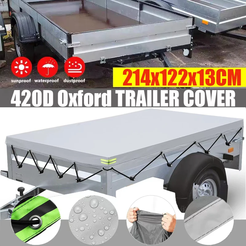 

420D Oxford Trailer Tarpaulin Cloth Waterproof Dustproof Truck Canopy UV Protection Cover For Outdoors Travel 214x122x13cm