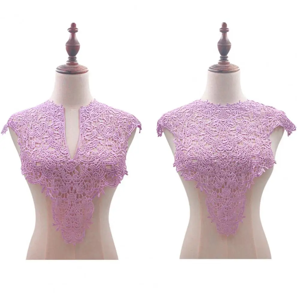 Lace Fake Collar Soft Fabric Embroidered Corsage Big Flowers Lace Applique Detachable Front/Back Collar Female Lace Neck Collar