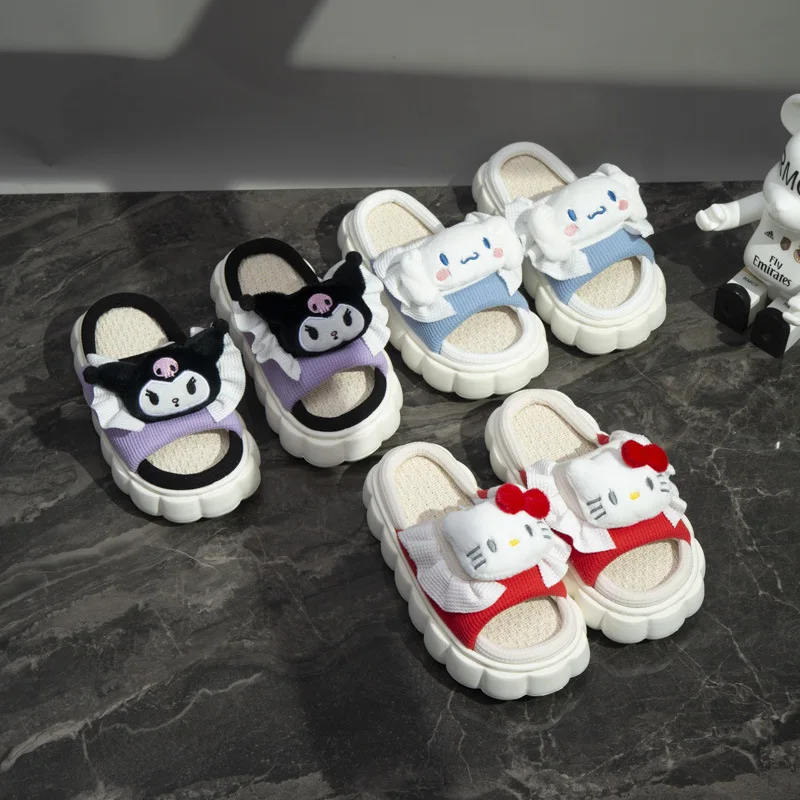 

Kids' Slippers House Shoes Cartoon Cinnamoroll Summer Shoes For Girls Warm Anti-slip Soft Bottom Pink White Shoes Size 36-41