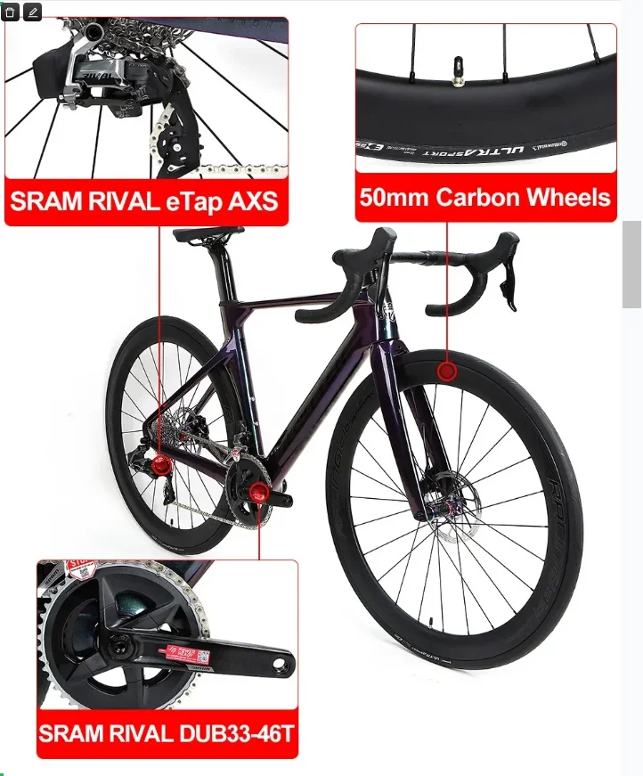 

TWITTER R12pro Wireless Electronic Transmission RIV eTap AXS-24Speed Hydraulic disc brakes T1000 full carbon road bike 700*25C
