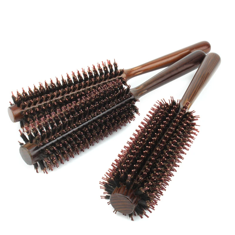 Solid Wood Thermal Round Curling Comb Heat Resistant Anti-Static Roller Brush DIY Salon Hair Styling Tool
