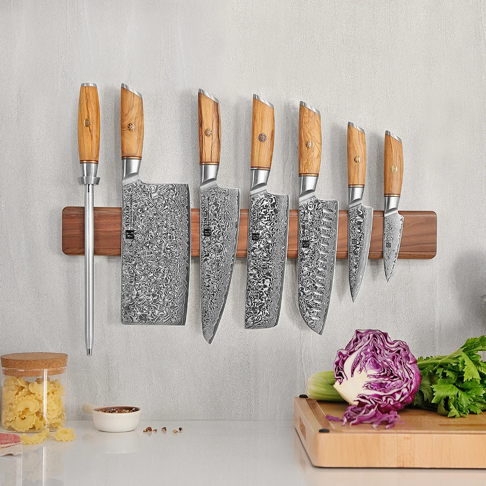 XINZUO 50CM Selected Walnut Magnetic Wood Knife Holder Dual-purpose Wall-mounted Easy To Use Strong Adsorption