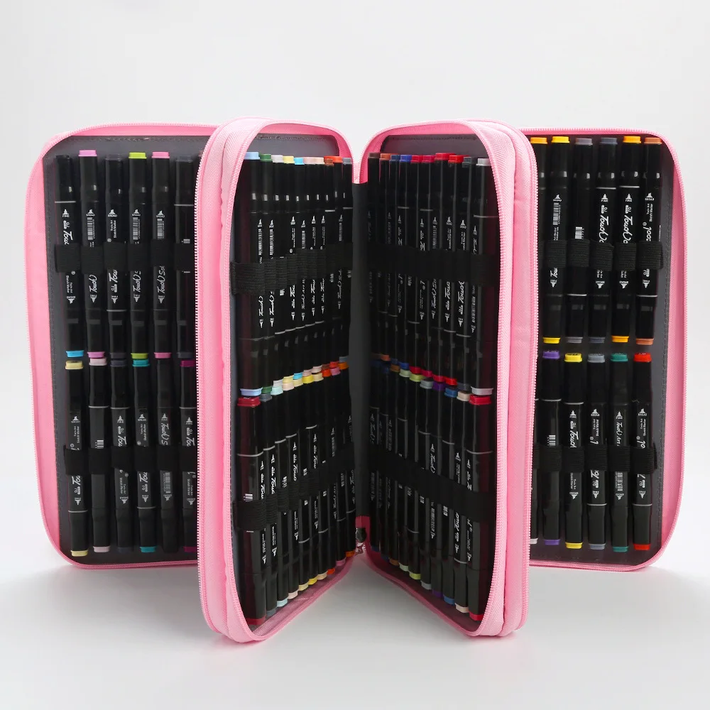 120/156/168/224/264 Slots Pencil Case School Art Marker Pencilcase for Girls Pen Box Large Capacity Stationery Big Bag Supplies