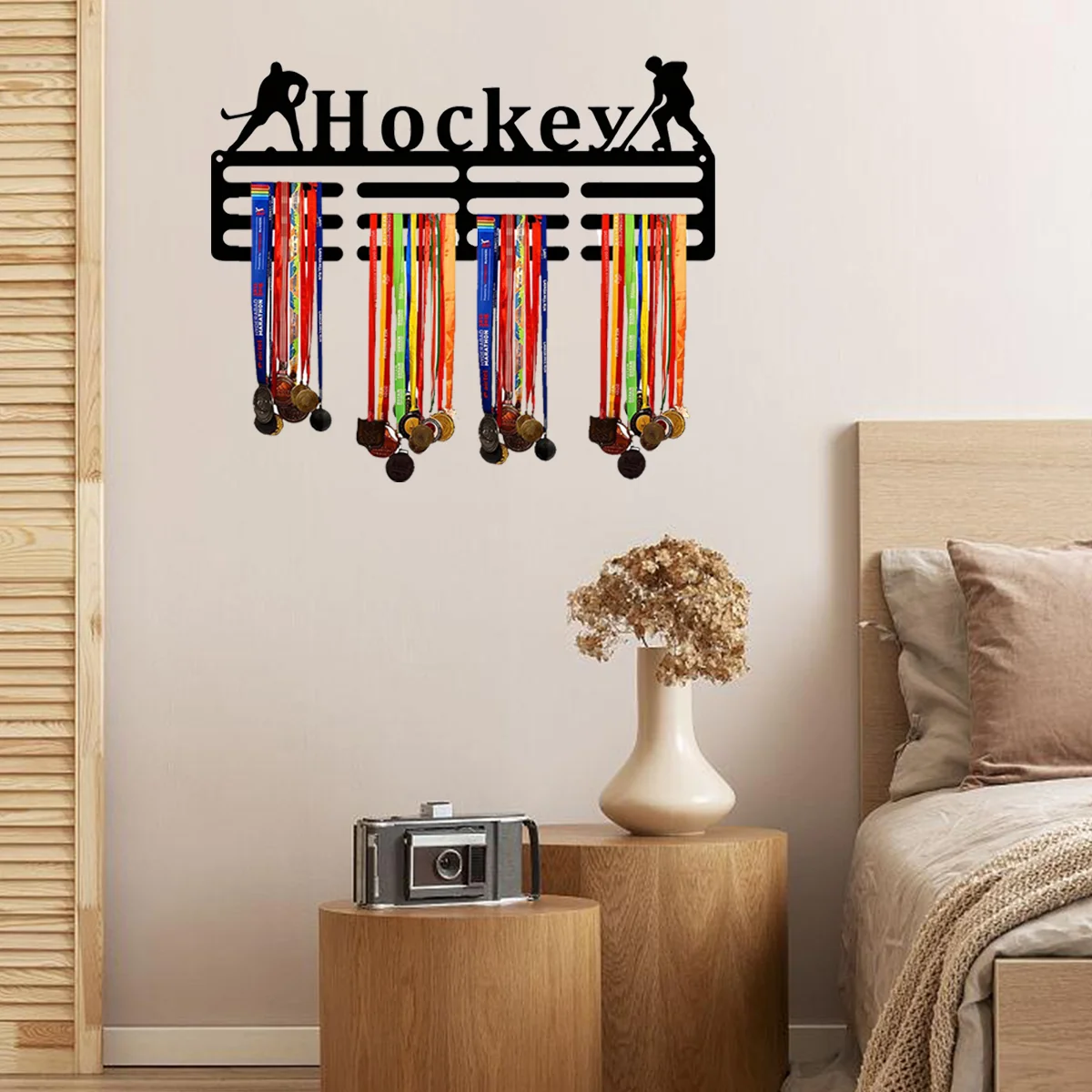 

Metal Wall Hanging Ornament Hockey Medal Hanger Hockey Player Name Medal Iron Hanger Hockey Sport Display Awards Sign Garden Ho