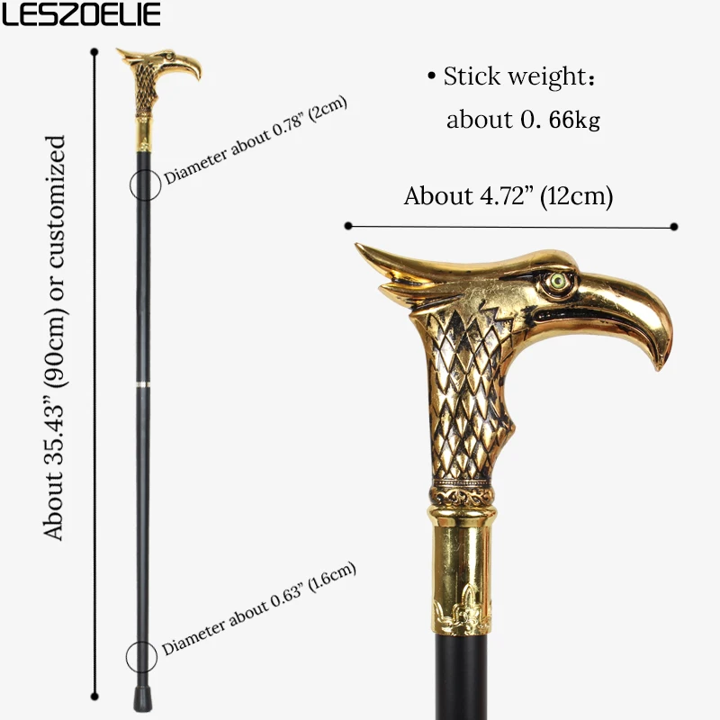 Gold & Schwarz Eagle-Head Herren Luxus Spazierstock Damen Mode Elegante dekorative Stöcke Vintage Partyzubehör für Herren