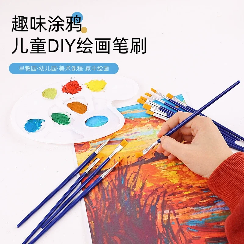 

20Pcs Painting Brushes Set Art Round Flat Hair Nylon Hair Paint Brush Pen for Oil Acrylic Watercolor School Art Supplies