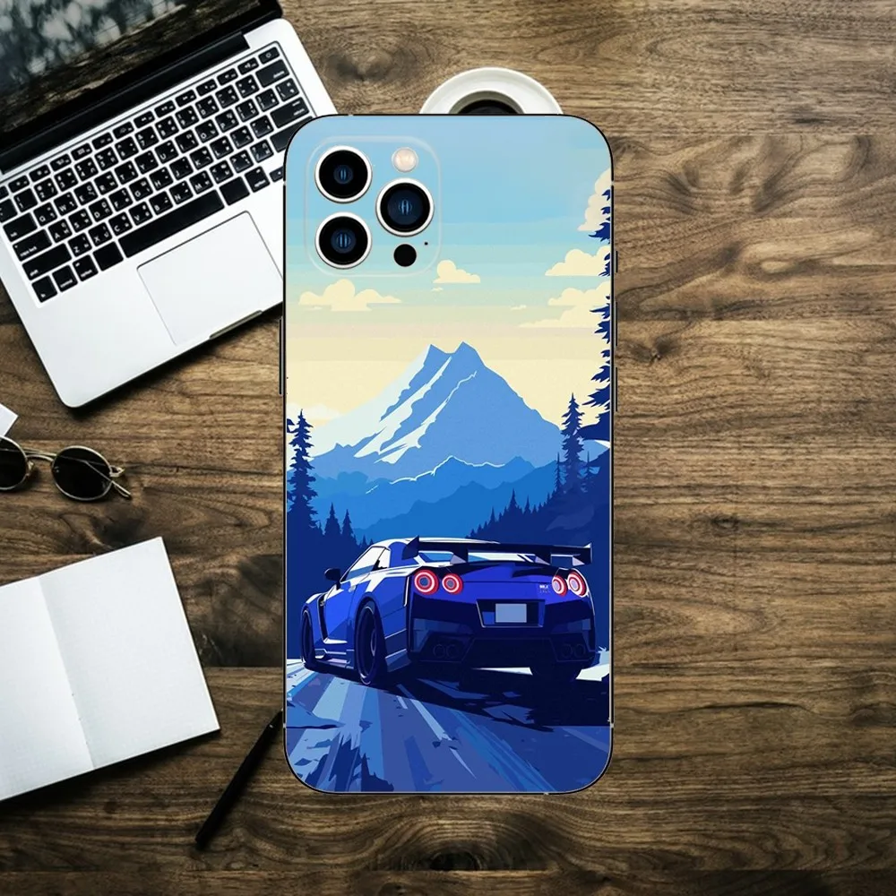 Cool G-GT-R-Sport Car Phone Case For iPhone 15,14,13,12,11,XS,XR,X,8,7,Pro,Max,Plus,mini Silicone Black Cover