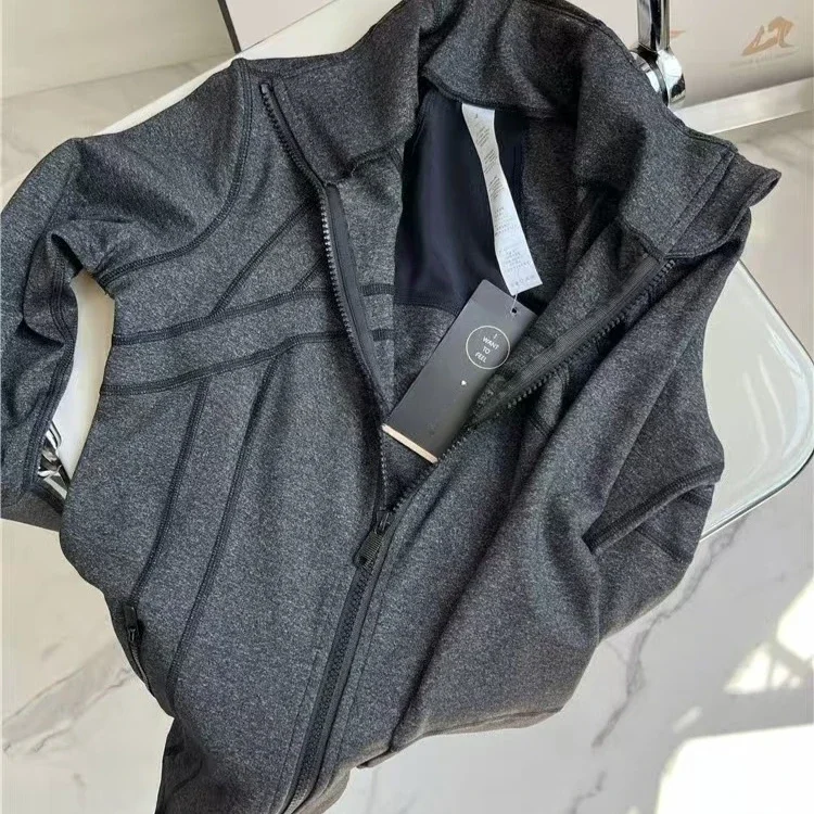 Lemon Women Sports Jacket Training Running Gym Yoga Zipper Jacket High Quality Standing Collar Tight-fitting Sportswear