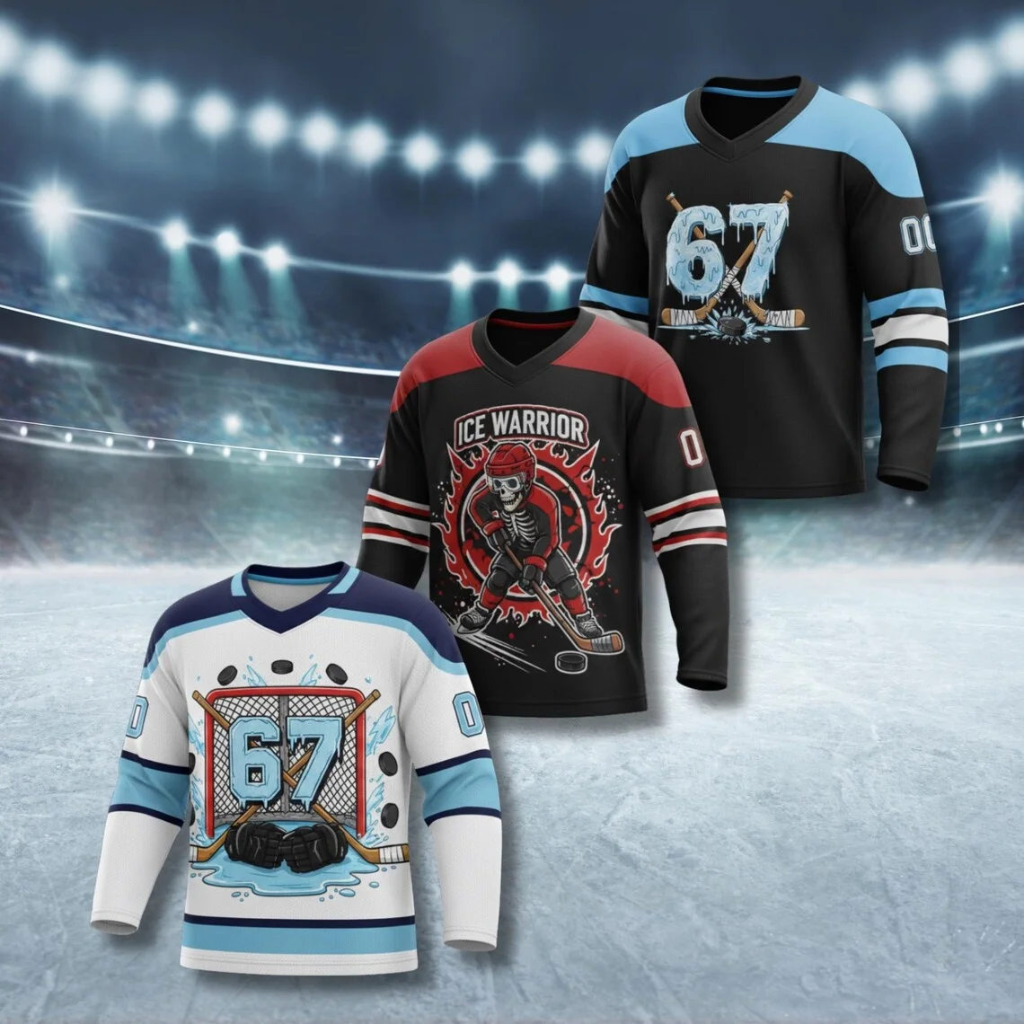 Sudadera de Hockey Ice Warrior con Gráficos de Portería y Palos, Unisex, Ropa Deportiva para Fanáticos, Regalo para Jugadores, Sudadera para el Día del Partido