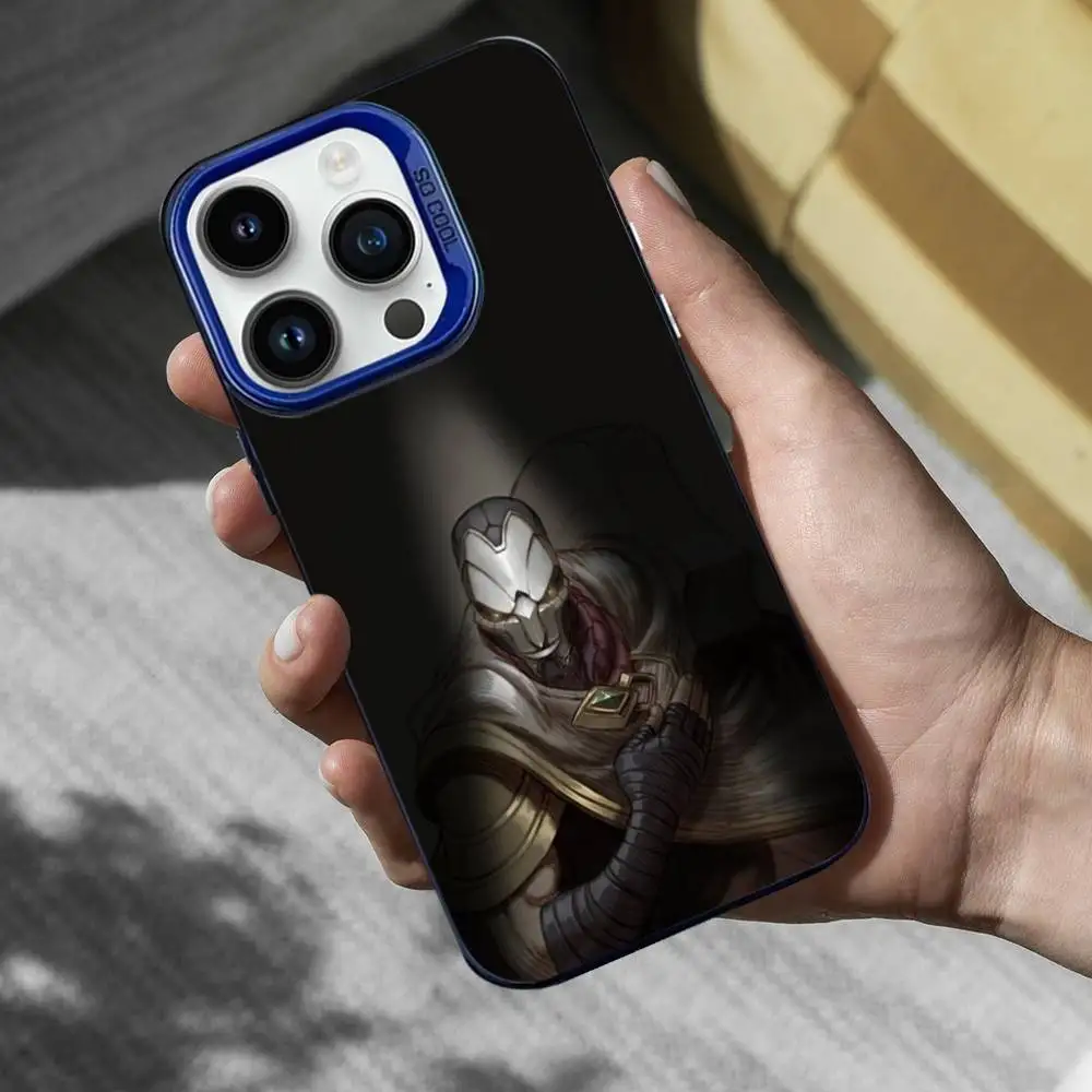 حافظة هاتف L-LOL J-Jhin Game لهاتف iPhone 16,15,14,13,12,11,Mini,Pro,SE,XS,MAX غطاء سيليكون أزرق غير لامع
