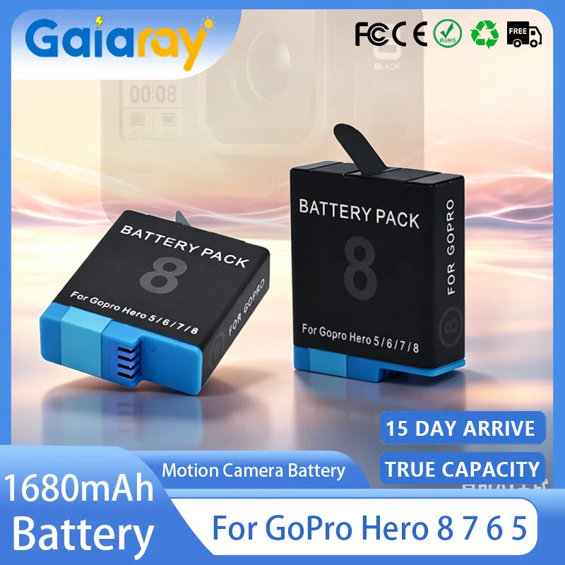 1-3Pcs High Capacity 1680mAh Battery For GoPro Hero 8 Pack Motion Camera Rechargeable Batteries For GoPro Hero 8 7 6 5 Battery