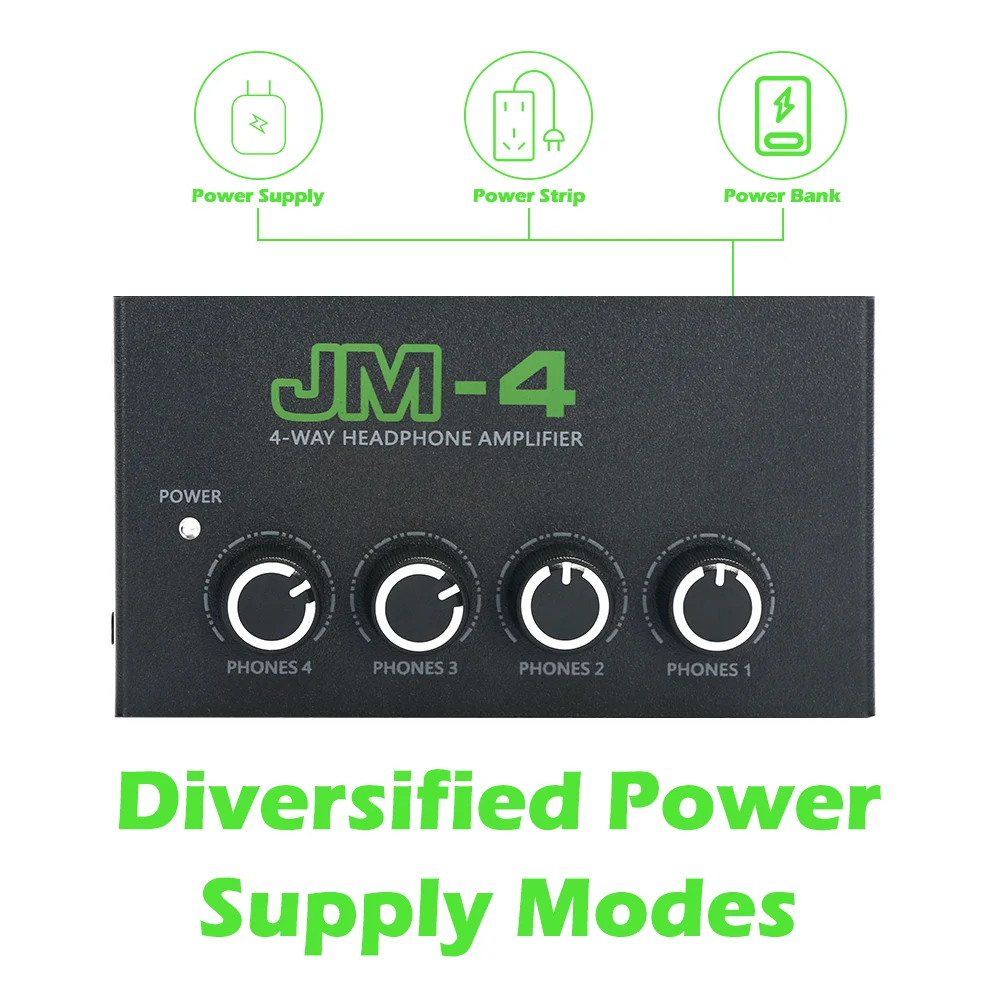 BOMGE Headphone Amp Amplifier 4 saluran Audio Stereo logam 12V Quarter inci seimbang Headphone TRS Output dan Input Audio TRS