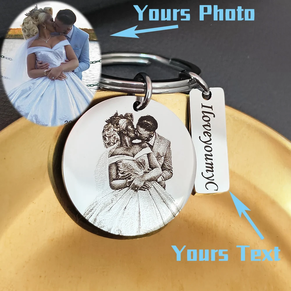 

Custom Wedding Photos Keychain Personalized Gift For Boyfriend Wedding Souvenirs Photo Tag Key Chain Stainless Steel Jewelry
