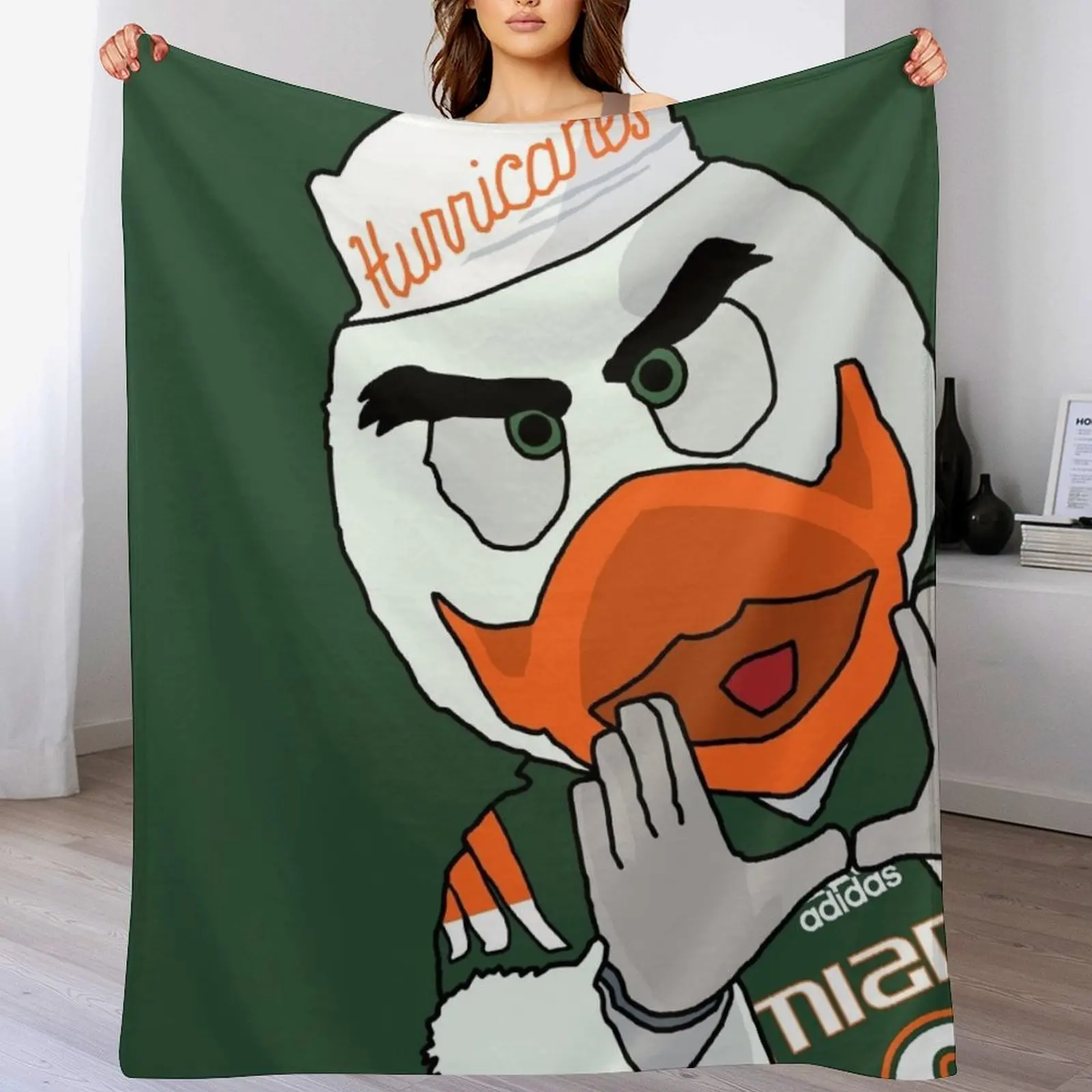 

University of Miami - Sebastian the Ibis Throw Blanket Soft Plaid Travel anime blankets and throws Blankets